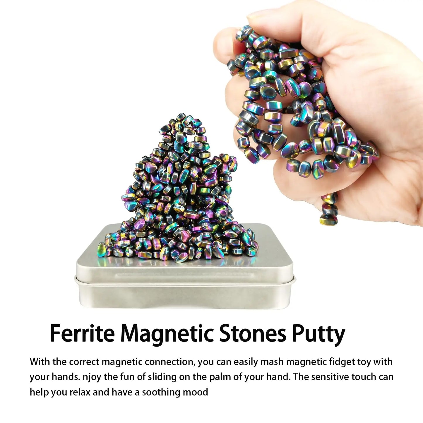 Magnetic Ferrite Putty,Multicolor More than 600 Pcs Weak Magnetic Ferrite Pebbles, Magnet Rock Desk Toys Time-Killer for Adults