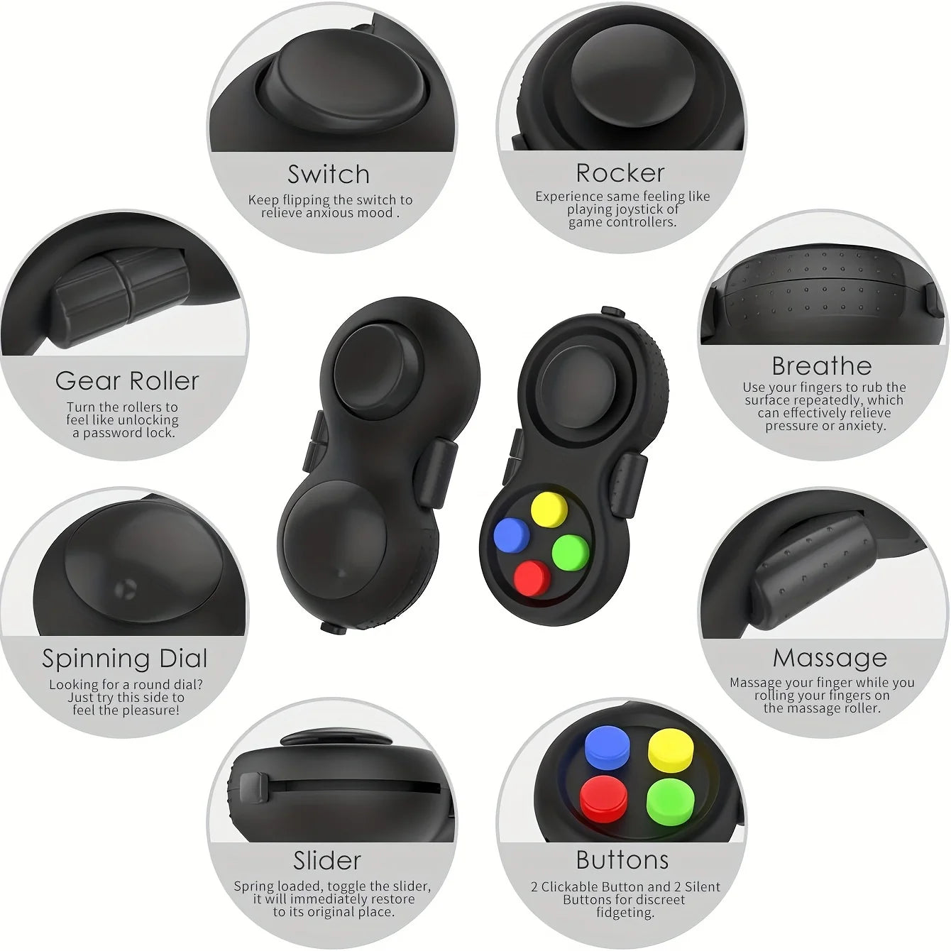 Fidget Pad Retro Classic Fidget Controller Handheld Fidget Game Controller Fun Fidget Pad Packs Classic Fidget Toys